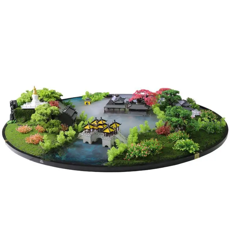 Wuting Bridge large round table turntable middle ornament hotel large dining table landscape spray table view
