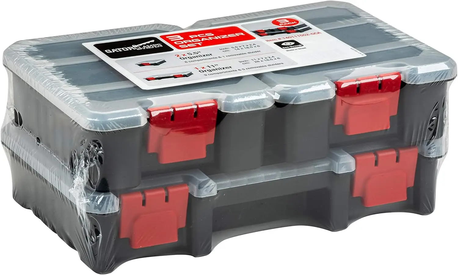 

Набор из 3 органайзеров – коробки для хранения мелких деталей со съемными разделителями – 1 средний и 2 мини-кейса для инструментов