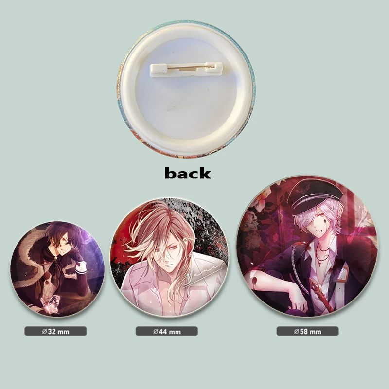 32/44/58mm Animation DIABOLIK LOVERS Reiji Ayato Laito Kanato Badge Sakamaki Shu Icons On The Backpack Badge Brooch