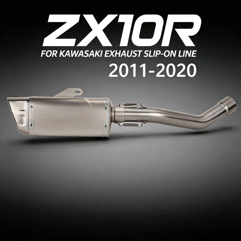 ZX10R Exhaust Kit For Kawasaki ZX10R ZX-10R 2011-2020 Motorcycle Escape Kit Racing Mid Tail Link Pipe Slip On Line M12 Muffler
