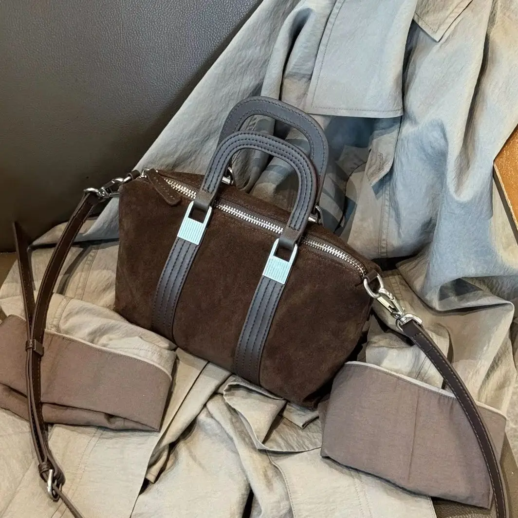 

Genuine Grade Suede Leather Women Shoulder Crossbody Small Bag Cowhide Luxury Designer Brand Ladies Handbag for Woman Tote New