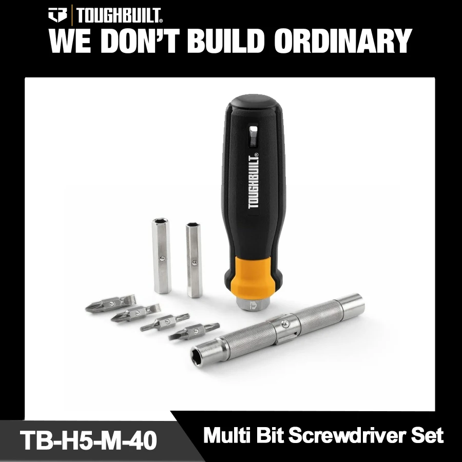 TOUGHBUILT 12 in 1 Multi Bit Screwdriver Set with Extension Cable PH/SL/SQ/STAR/HEX Multi Size TB-H5-M-4