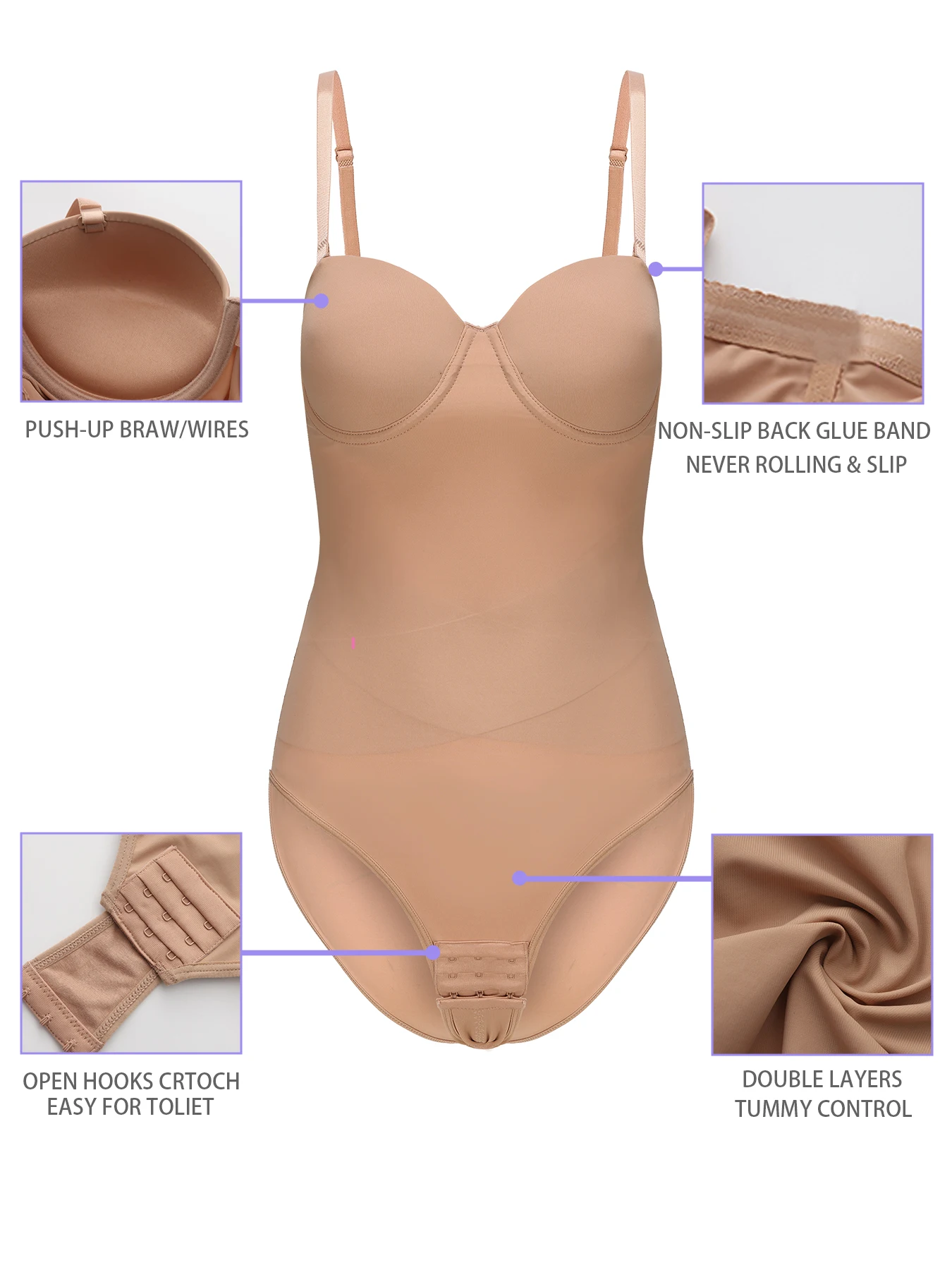 بدلة ضيقة للتحكم في تنحيف البطن ورفع الوركين وشد البطن. ملابس داخلية نسائية مع أدجو
