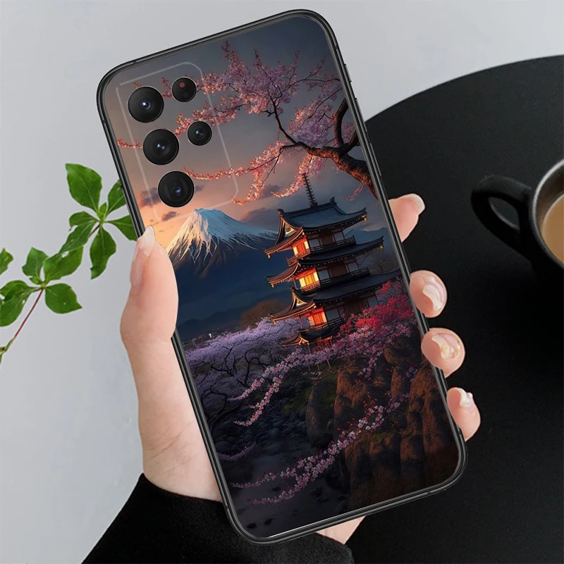 

Japanese Style Cherry Mountain Sceneary Phone Case For Samsung A35 A55 A54 A15 A25 A05s A05 A22 A24 A52 A33 A34 M34 M14 M54 M23