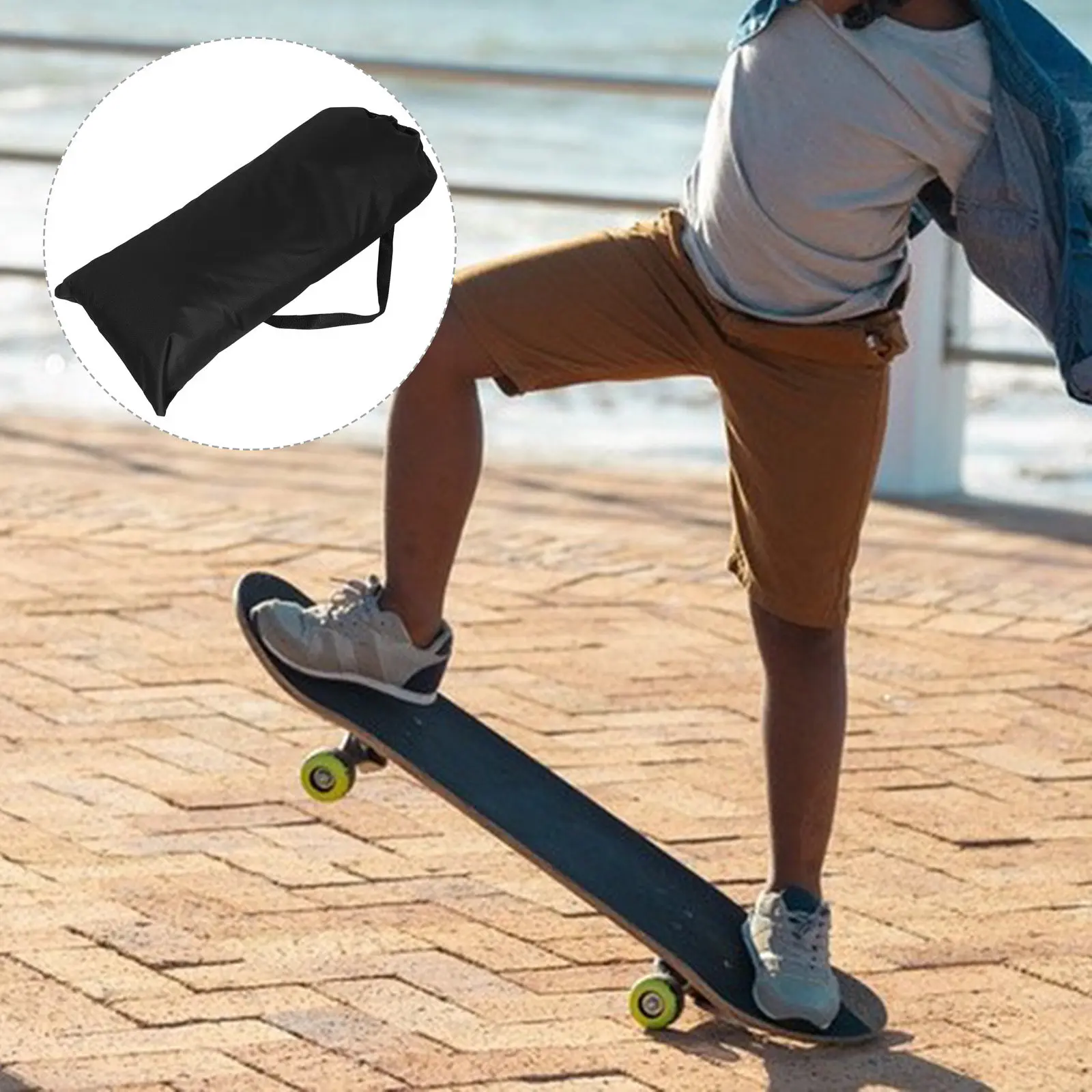 

Skateboard Front Storage Pouch Large Bag Double Tilt Drift Black Backpack Portable