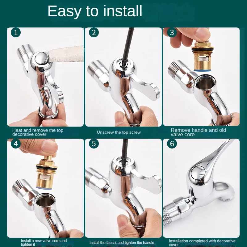 Faucet Valve Core, Kitchen Single Cold and Hot Universal Quick Opening Triangular Valve, Faucet Inner Core, All Copper