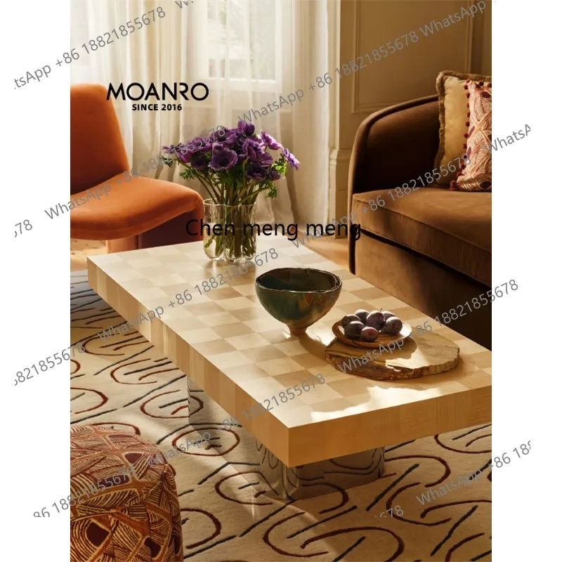 

Medieval solid wood coffee table rectangular living room strip home log color designer