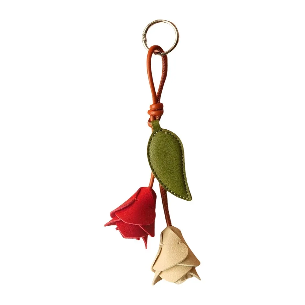 Creative Leather Tulip Bag Pendant Hanger Colorful Bag Charm Leaf Korean Style Pu Flower Keychain Car Keyring