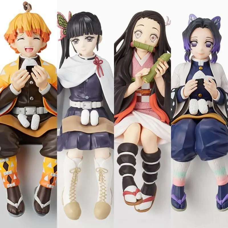 Demon Slayer Action Figures Ornaments Anime Nezuko Peripheral Gifts Shinobu Sitting Figure Tanjirou Computer Case Decorations