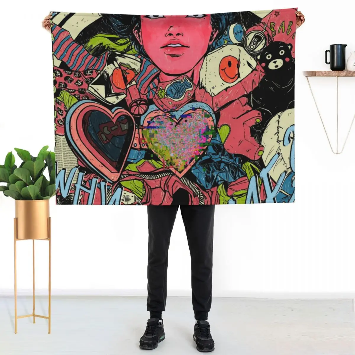 washing machine heart - mitski Throw Blanket funny gift Hairys Blankets For Sofas Flannel Hair Blankets