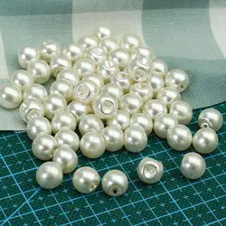 50PCS/100PCS 10mm Round Sewing Pearl Buttons for Clothing Dress Accessories Scrapbooking Garment Decorative DIY Crafts Tool