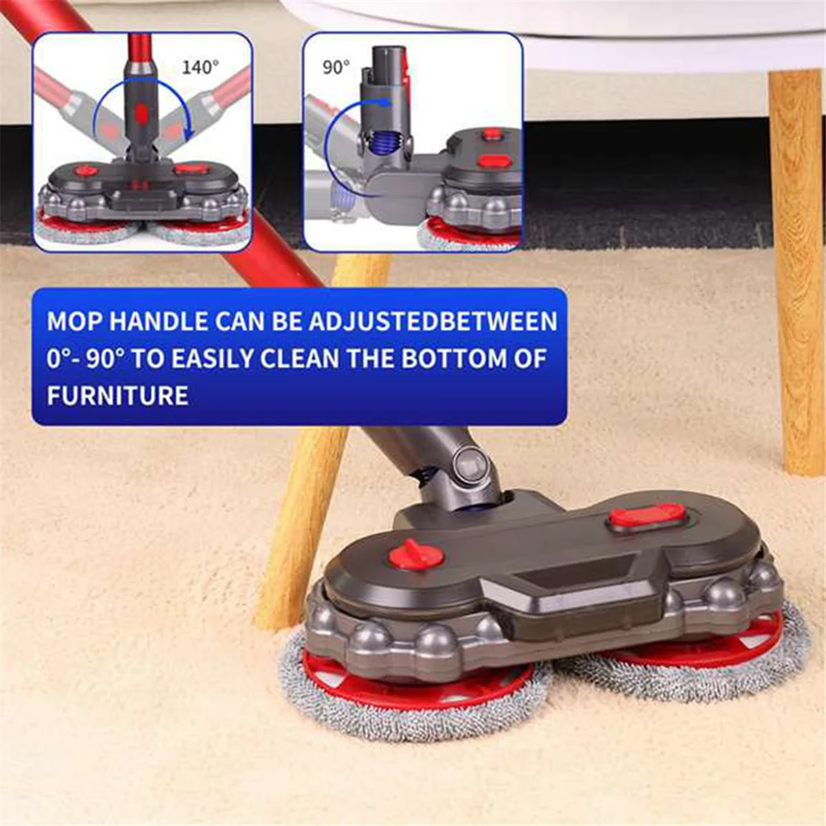 Pengepel Lantai Elektrik untuk Pel Tambahan Penyedot Debu V15 V8 V7 V10 V11 dengan Tangki Air Dapat Dilepas