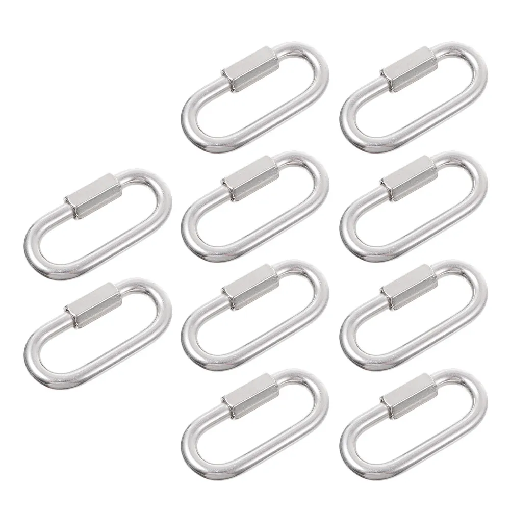 10Pcs Stainless Steel Threaded Quick Link Carabiner Clips – Heavy-Duty Rope Connectors for Hammocks & Outdoor Use