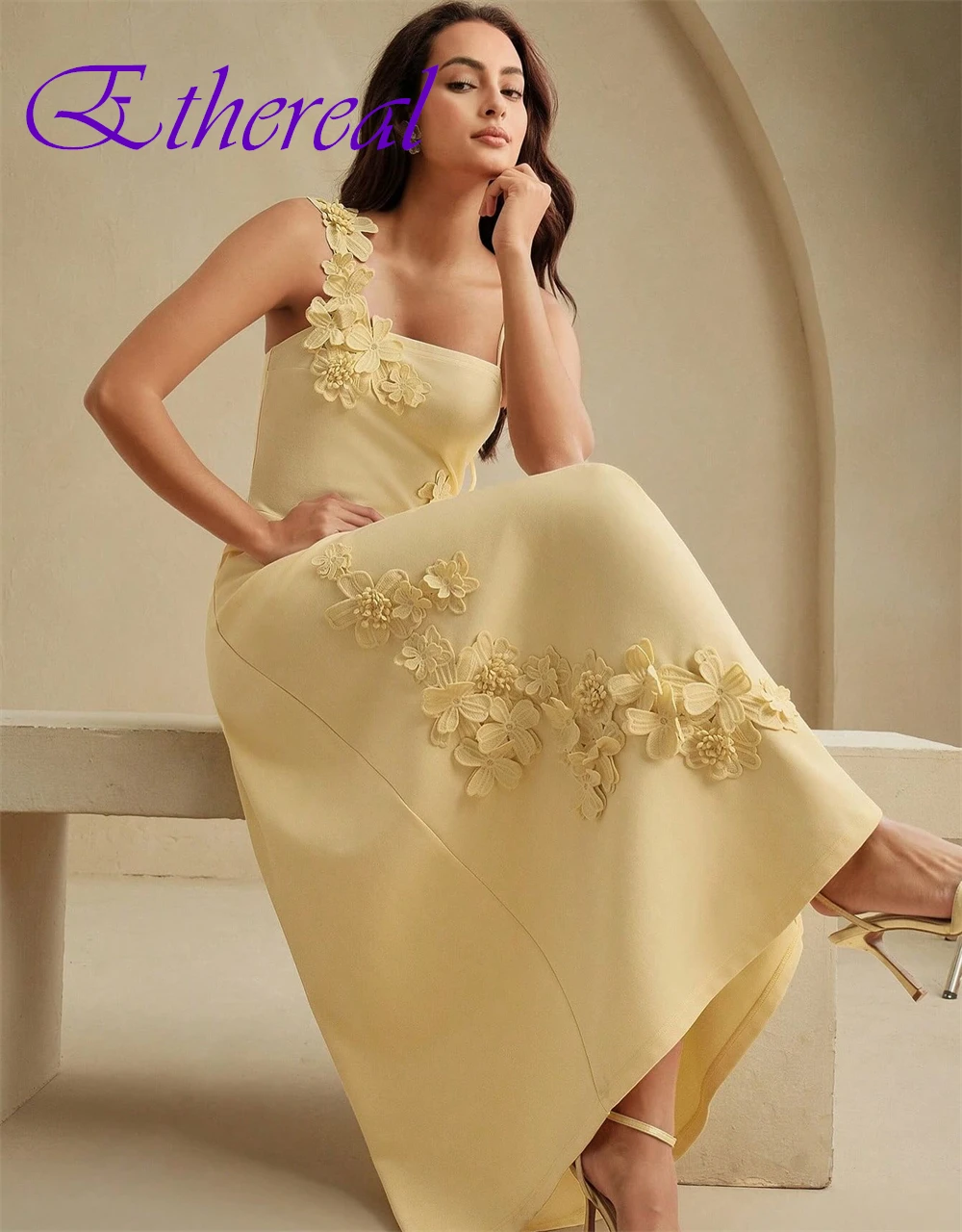 

Customized Simple Jersey Evening Dress High Quality Flowers Prom Dresses Delicate Spaghetti Straps Special Occasion Gowns