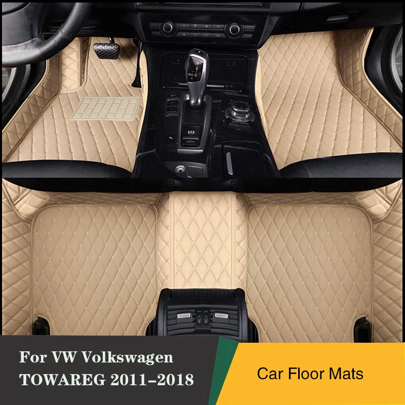 

Custom Car Floor Mats Special For VW Volkswagen Touareg R-Line 2011- 2018 Leather Carpet Waterproof Car Accessories