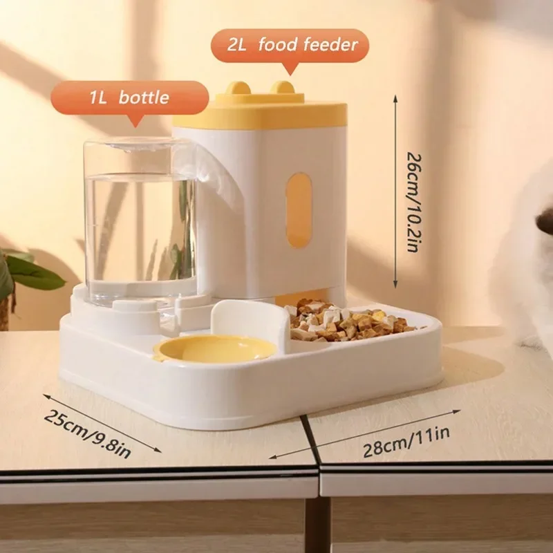 Alimentador automático 2 en 1, cuenco de comida para perros y gatos, dispositivo de alimentación de agua, dispensador de comida grande para mascotas, accesorios para cuencos para cachorros y gatos, alimentador para gatos