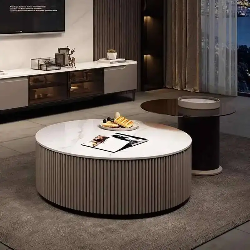 

Minimalist Italian Modern Luxury Coffee Aesthetic Table Round High Quality Service Writing Mesa Auxiliar Lounge Suite Furniture
