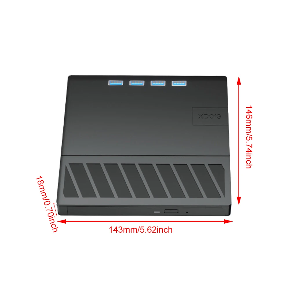 7-in-1 USB 3.0 Type C External CD DVD Drive with SD/TF Port Optical Disc Drive Slim for Windows XP/7/8/10/11  Laptop Desktop