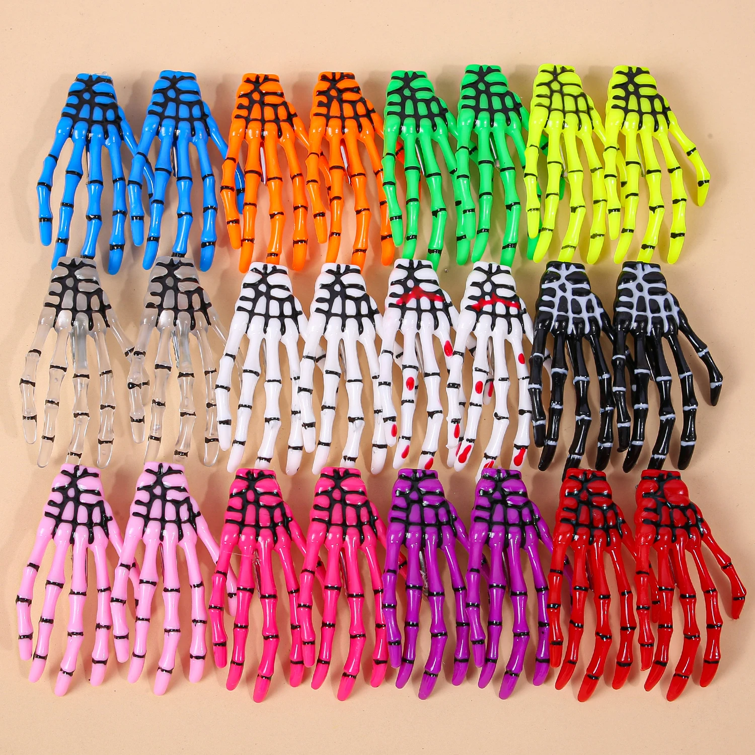 

8/24pcs Ghost Claw Skeleton Hand Hair Clip For Girls Cute Playful Barrettes For Kids Women Halloween Party Deco Hair Accessories