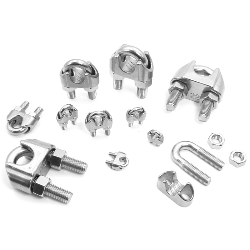 Picture 7: 5-50pcs 304 Stainless Steel Cable Clamps, Metal Fixtures, M2/M3/M4/M5/M6/M8 U-Shaped Fixtures for 1.5-8mm Steel Wire Ropes