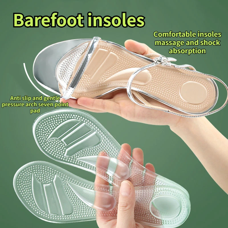 Women Non Slip Shoe Pad Seven Point Insole Heel Protectors Silicone Cushion Foot Care Products High Heels Adjustable Size Insole