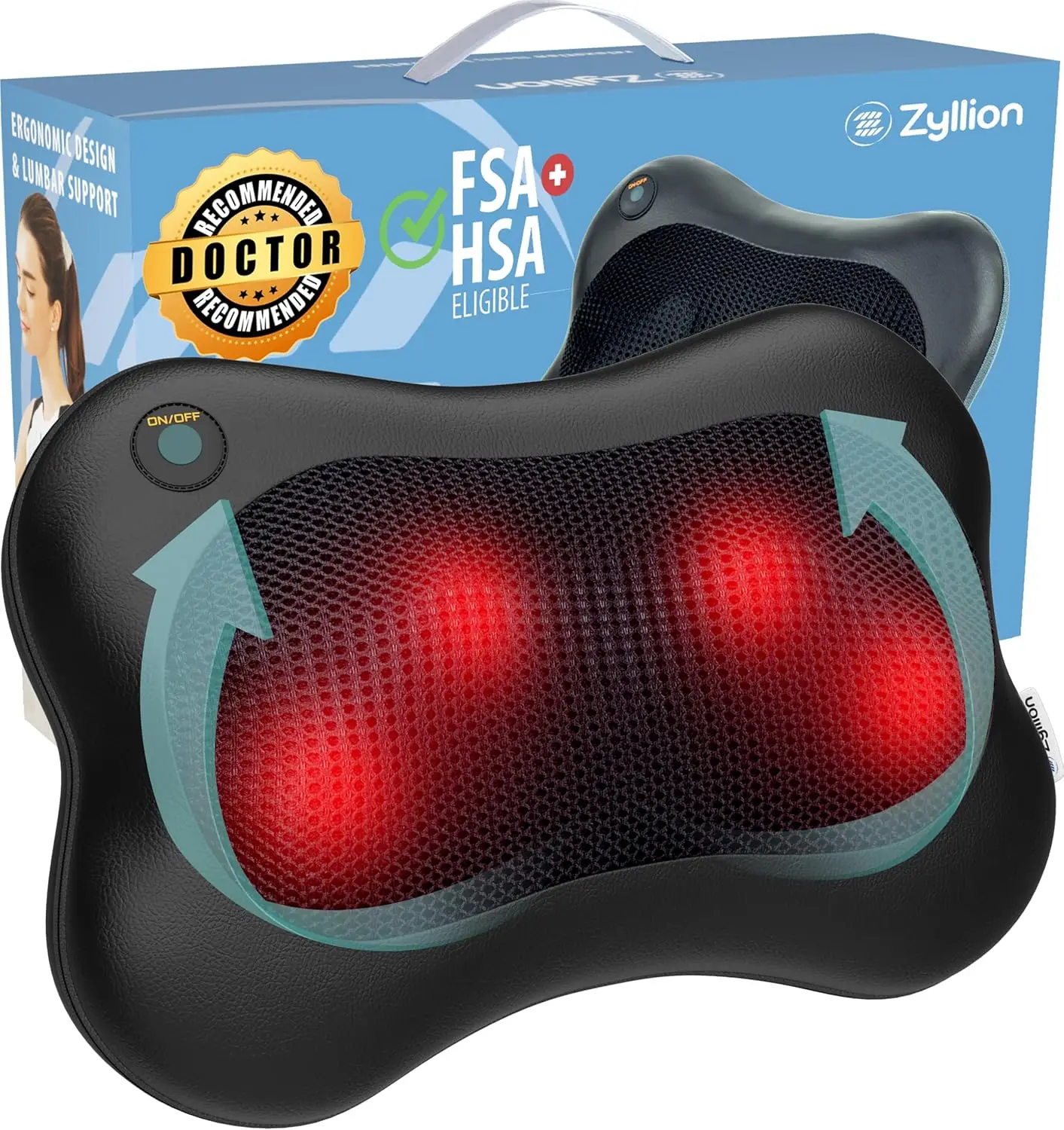 

Electric Deep Tissue Massage Pillow with Heat for Neck and Back Pain Relief, Black