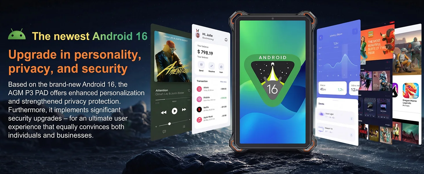 AGM PAD P3 Global Tablet 8.68" Pad PC 120Hz 6GB RAM 128GB ROM Pad PC Android 16 7200mAh MAh Battery 4G LTE Tablet With Stand