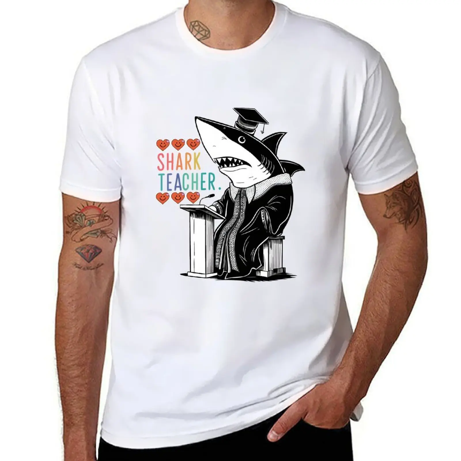 

Shark Teacher T-Shirt funny t shirts dark humor t shirt man cotton T-Shirt