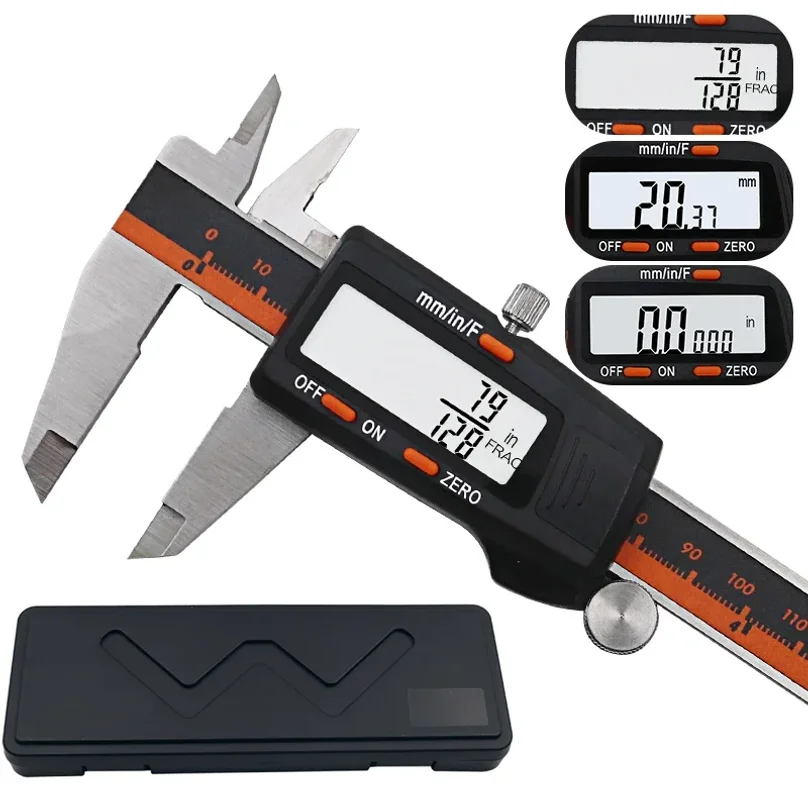 

XMSJ Stainless Steel Digital Display Caliper 150mm Fraction MM Inch High Precision Stainless Steel LCD Vernier Caliper