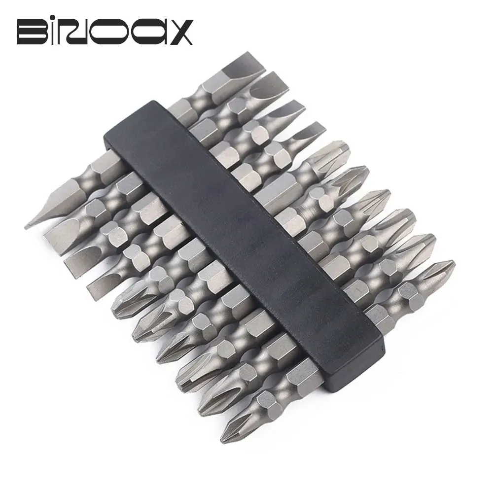 10PC 65mm Magnetic Screwdriver Bits S2 PH Slotted Double Head Screwdriver Set