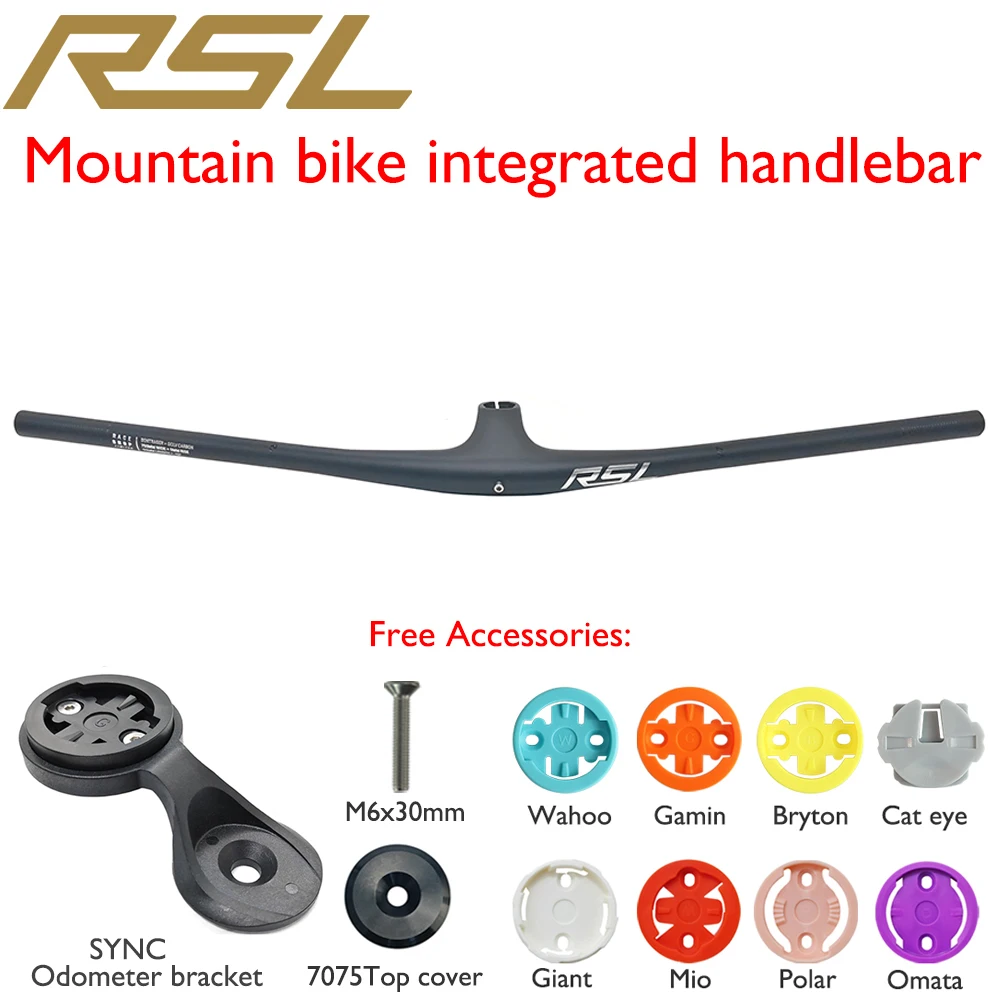 

RSL Carbon MTB Handlebar 13° Rise 28.6mm Clamp - Lightweight One-Piece Mountain Bike Handlebar with Accessories &Computer Mount