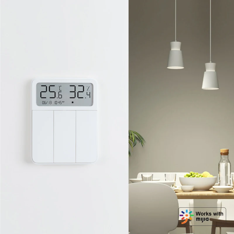 Origina Mijia Smart Wall Switch 3/2/1 Keys with Screen Display Temperature Humidity Wireless Remote Control via Mi Home