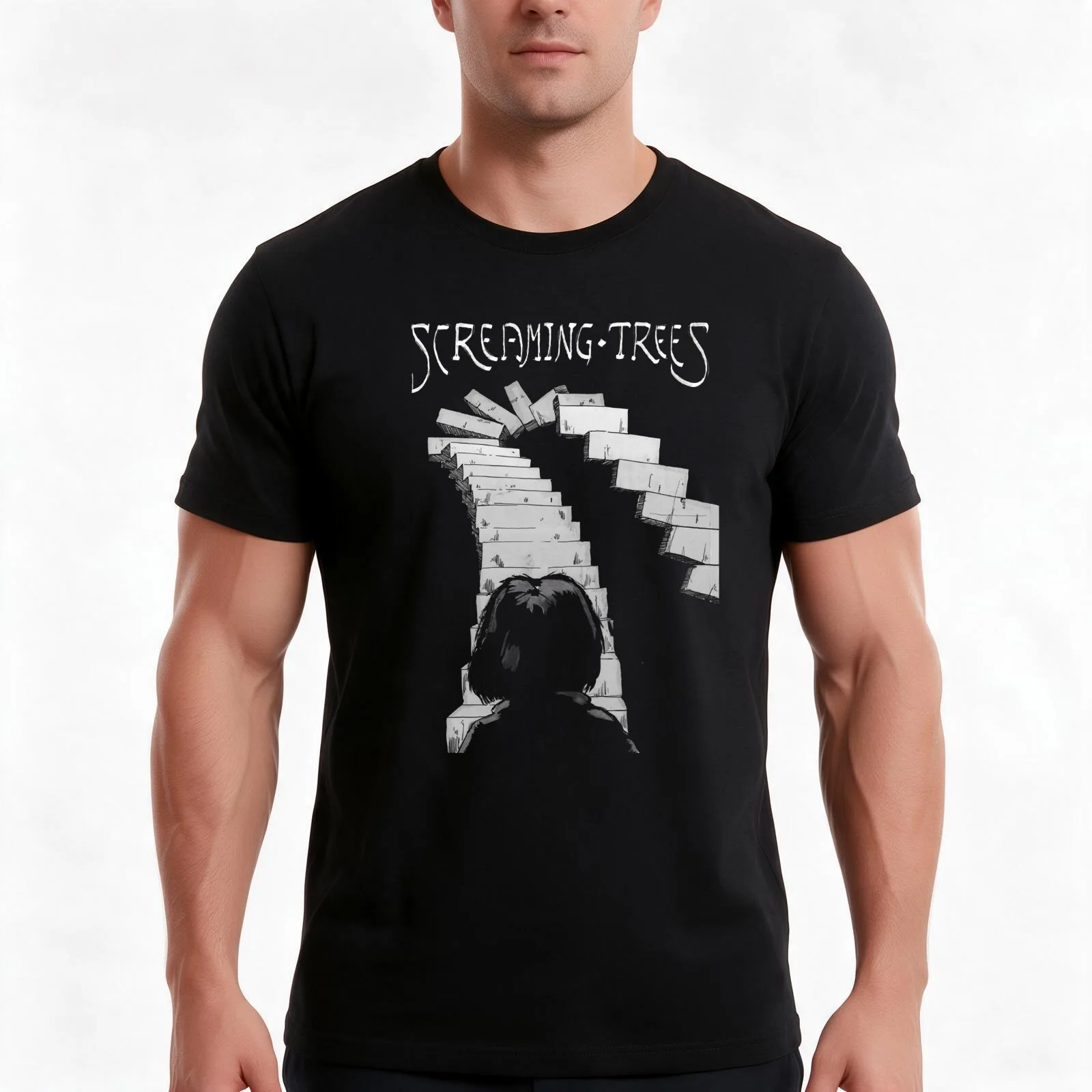 Screaming Trees T-Shirt, Summer Casual Cotton Tee, Oversized Streetwear Tops, Vintage Graphic Print, Loose Fit Short Sleeve