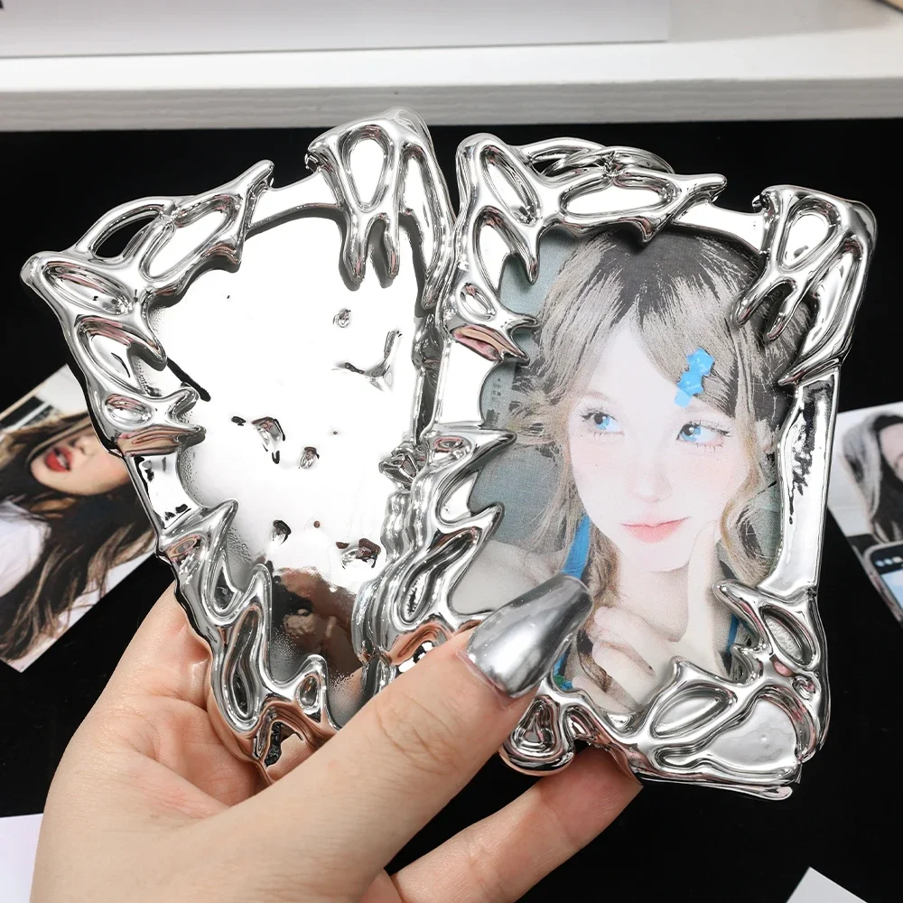 Silver Electroplated Metal Texture Card Cover Universal Portable Special-shaped Cards Sleeve For Kpop Idol Photo Photocard