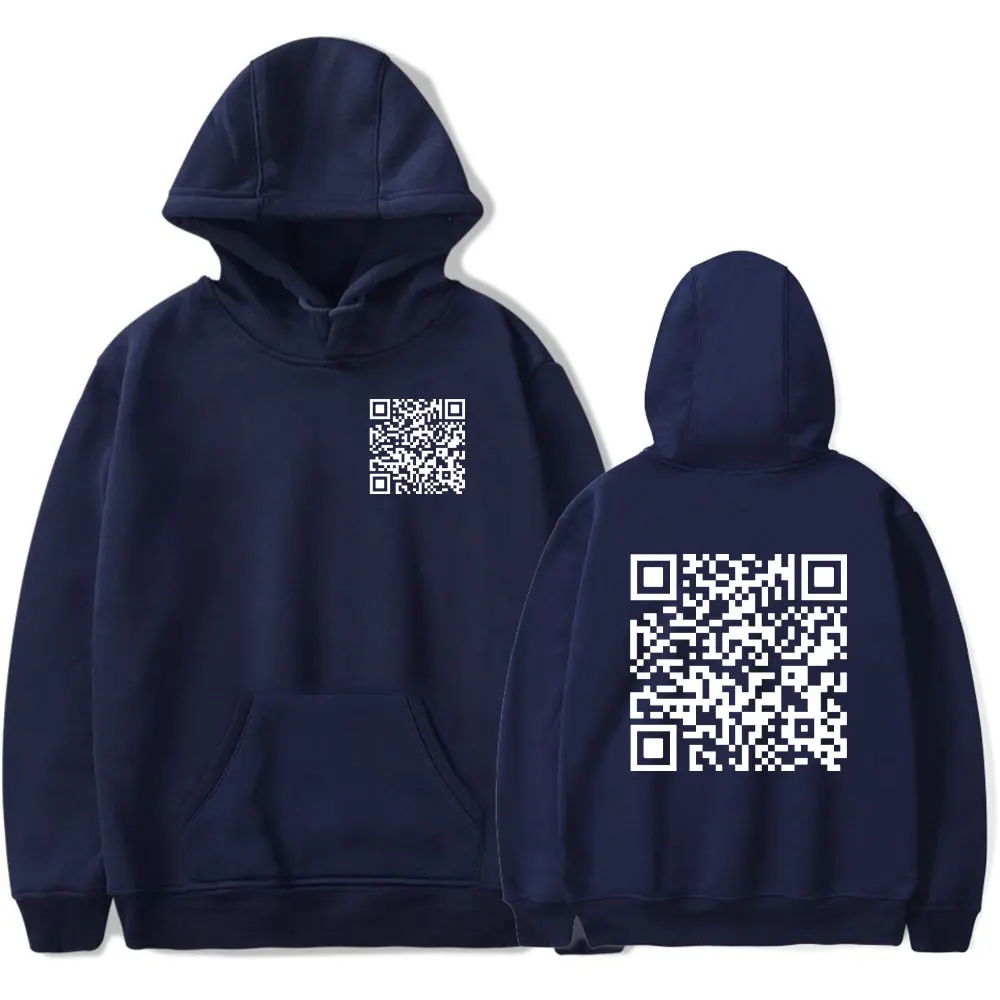 Funny QR Code Hooded Fu You QR Code Hooded Drawstring Pocket Sweatshirt Men/women Novelty Pullover