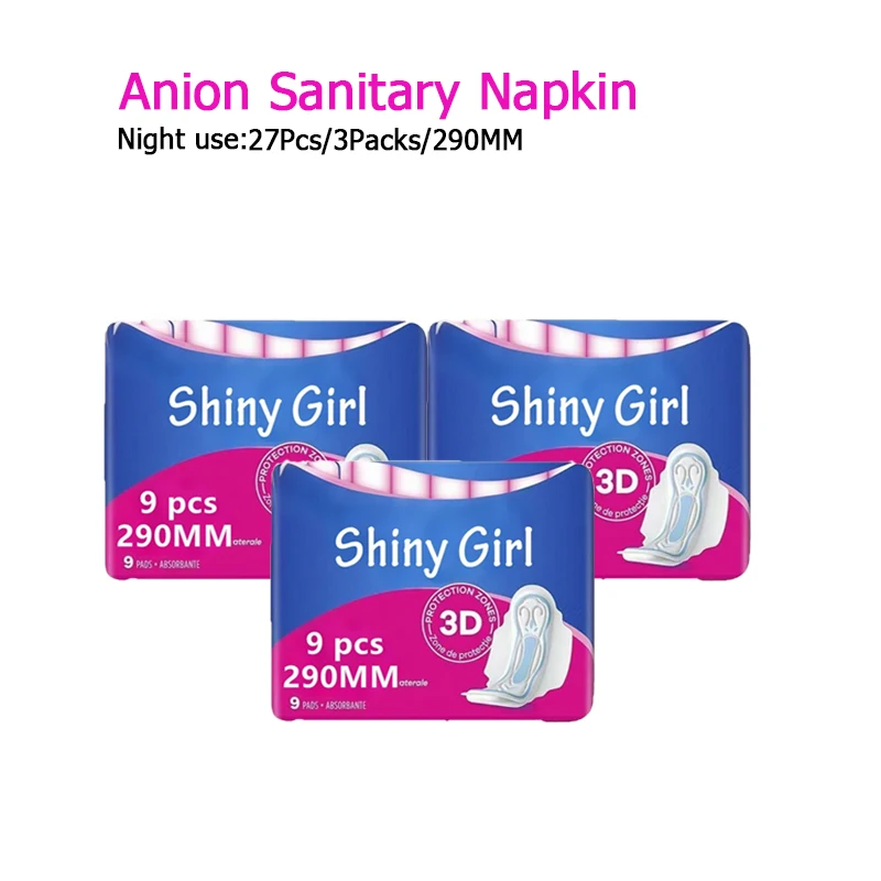 

27Pcs/3Bags Anion Sanitary Napkin Menstrual Pad Feminine Hygiene Product Night use Nursing Care Menstrual Period Sanitary napkin