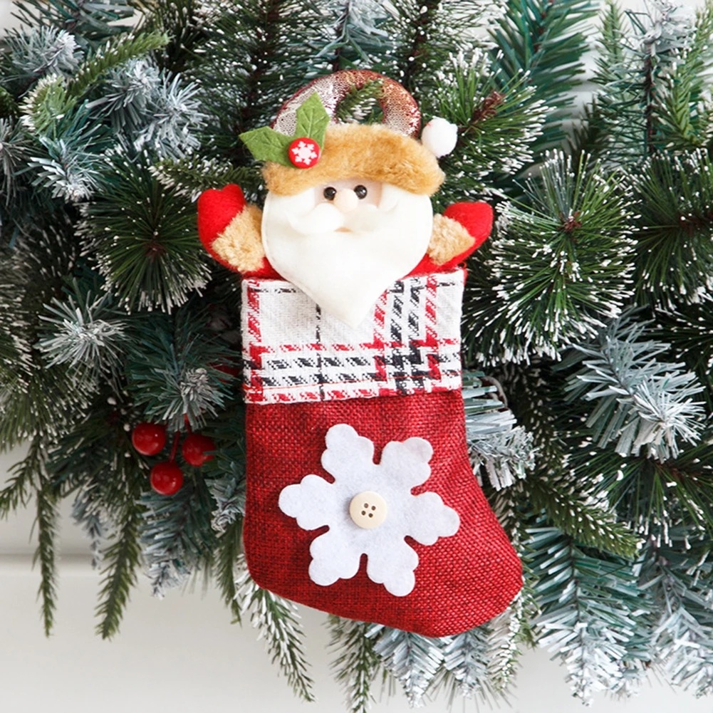 Christmas Stockings Xmas Stockings Fireplace Hanging Stockings with Plush Santa Snowman Reindeer for Holiday Decor Xmas Tree Dec