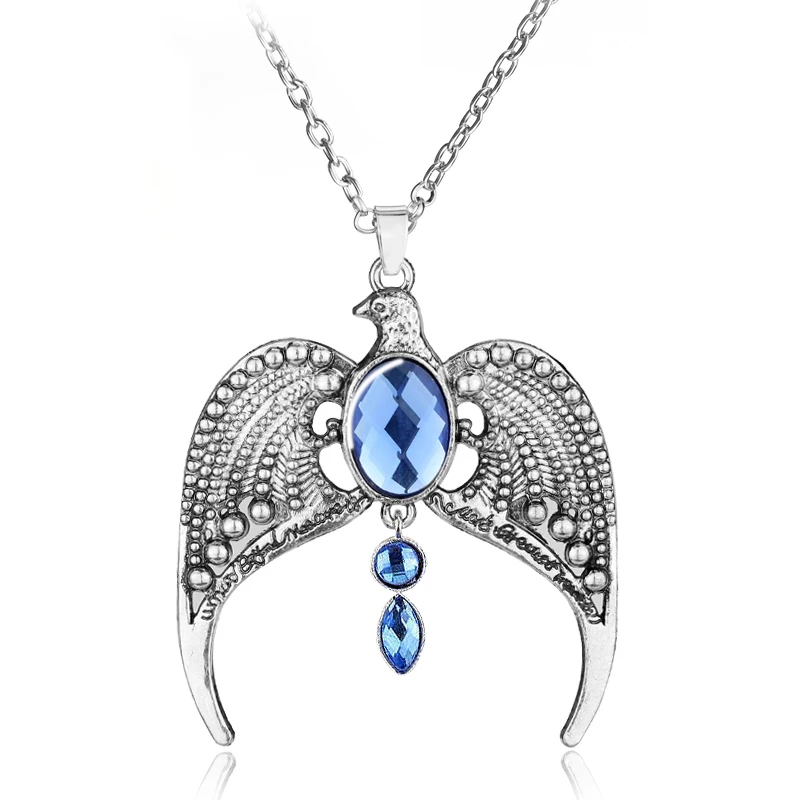 Ravenclaw Lost Diadem Tiara Crown You know who Eagle crown Blue Crystal Crown Pendant Magic School Necklace Movie Jewelry Gift