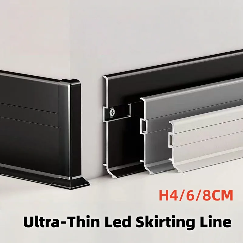 

Ultra-Thin Led Skirting Line Aluminum Profiles Hidden Boarder Corner Basebaord Channel Aisle Wall Floor Decor Bar Linear Lights