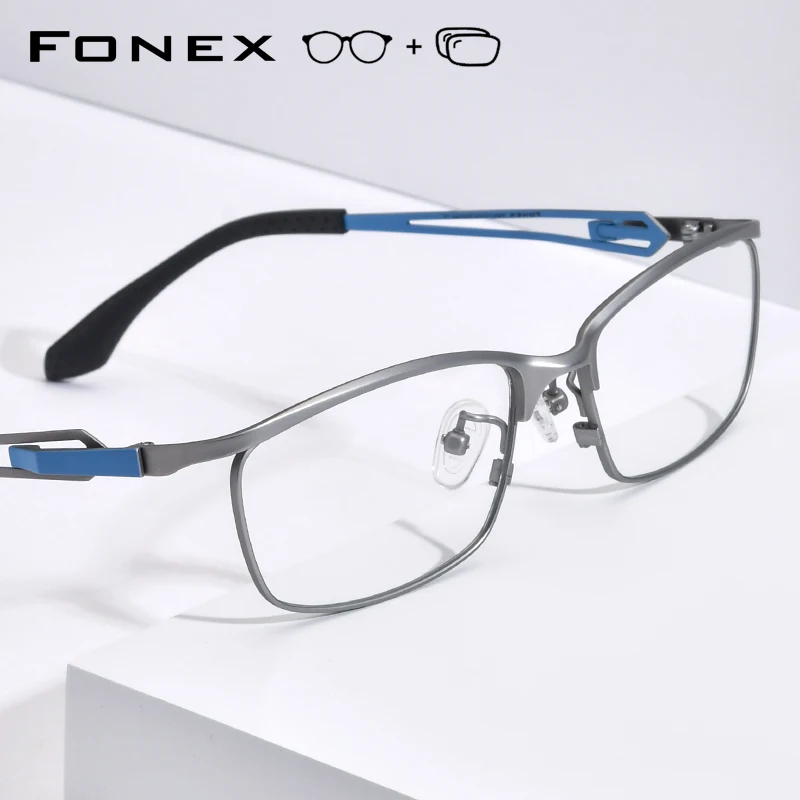 FONEX Progressive Prescription Eyeglasses Photochromic Myopia Optical Lens Eyewear Men Square Custom Titanium Glasses Frame 775