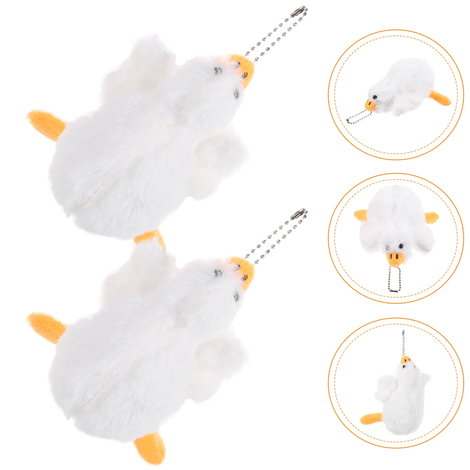 

2 Pcs Big White Goose Pendant Plush Bag Keychain Charms Keyring Keychains Stuffed Dolls Pendants Locket