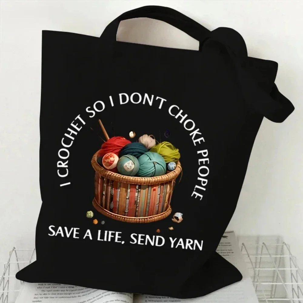 Classic Wool Ball Knitted Handbagfor Women Canvas Tote Bag Eco Shoulder Bag Large-capacity Durable Yoga Bag Travel Commute Use