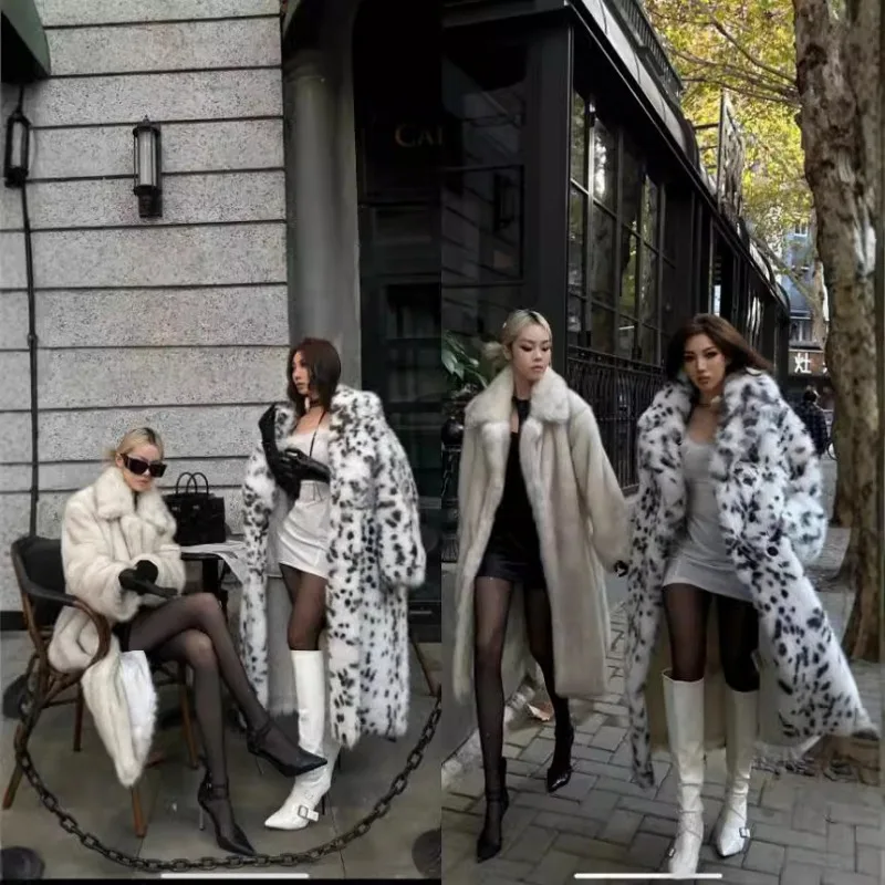 Fl 2025 marca de inverno moda estilo russo menina com cinto maxi casaco de pele peluda feminino jaqueta de pele de cordeiro falso quente grosso outerwear novo