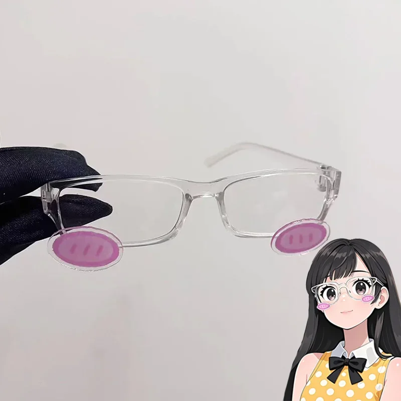 

Anime Game Cospaly Adult Unisex Glasses Plastic Ultralight Square Frame Black Transparent Powder Blusher Eyewear Halloween Props