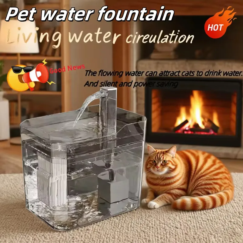 Fontana per gatti Distributore automatico di acqua USB Filtro di circolazione dal vivo Abbeveratoio per animali domestici Fontana d'acqua silenziosa per animali domestici Gatto piccolo animale