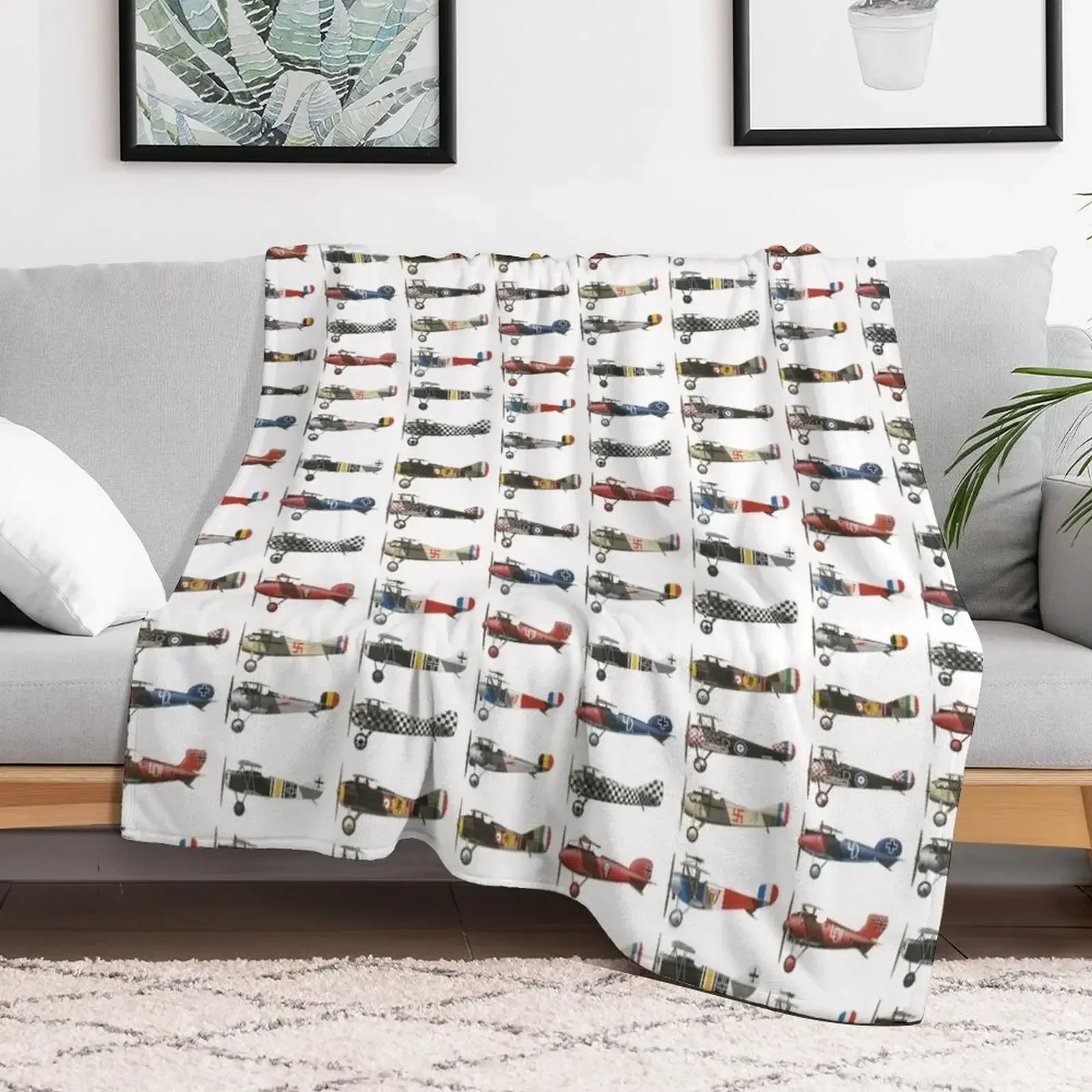 

Vintage retro old war plane pattern backpack Throw Blanket Summer Flannel Extra Large Throw Blankets