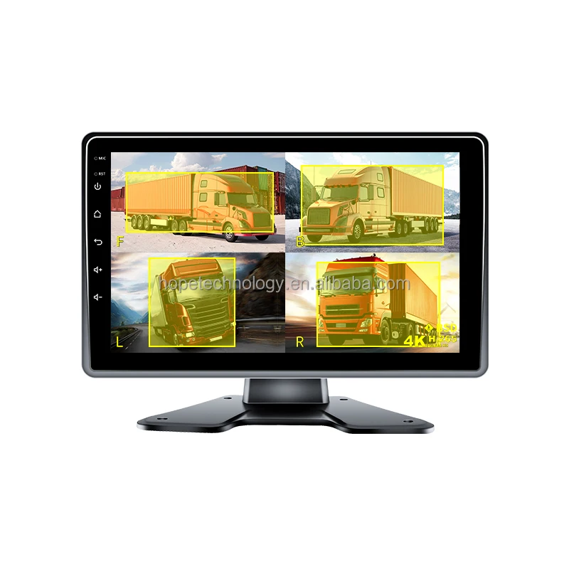 Airow auto 10.1 Inch Quad Split AHD Monitor  Backup Camera RV Trailer Semi Truck Camper Bus & 4 Rear Side View Camera DVR