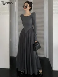 Dresses Women Slim Sexy Design Pure Empire Simple Korean Style Folds Basic Creativity Midi Vestidos Spring Temperament Hot Girls