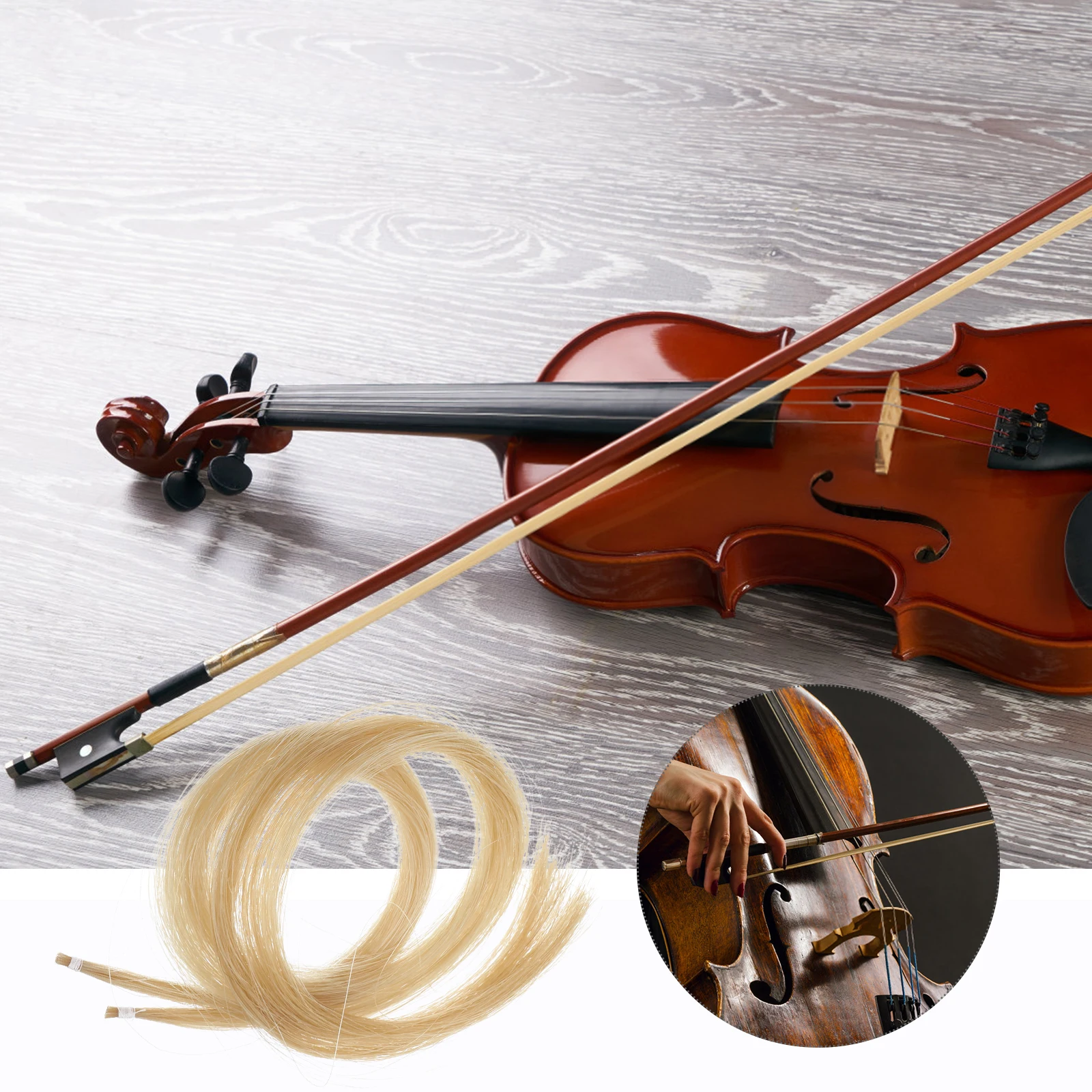 2 Hanks الكمان القوس الشعر استبدال قسط شعر الحصان المنغولي للكمان Erhu التشيلو القوس أداة الملحقات