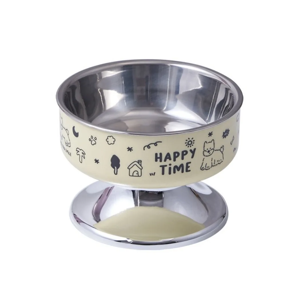 

Cute Cartoon Pet High Foot Bowl Stainless Steel Neck Protection Cat Food Water Bowl Detachable Anti-slip Pet Food Bowl Home